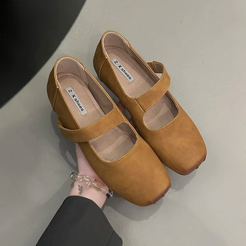 Xajzpa Square Toe Women Ballet Flats Shoes Fashion Shallow Elastic Band Spring Autumn Ladies Comfort Soft Sole Ballerina Shoes